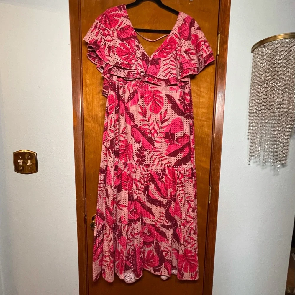 Johanna Ortiz Pink and Red Maxi Dress - Picture 1 of 4